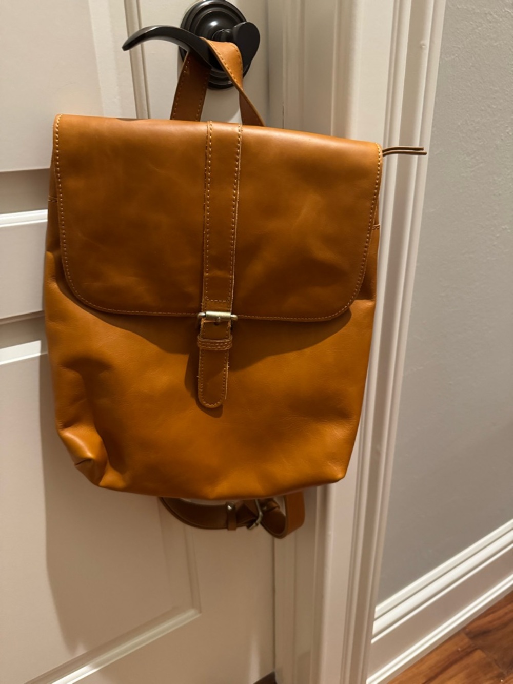 Classic Tan Leather Backpack
